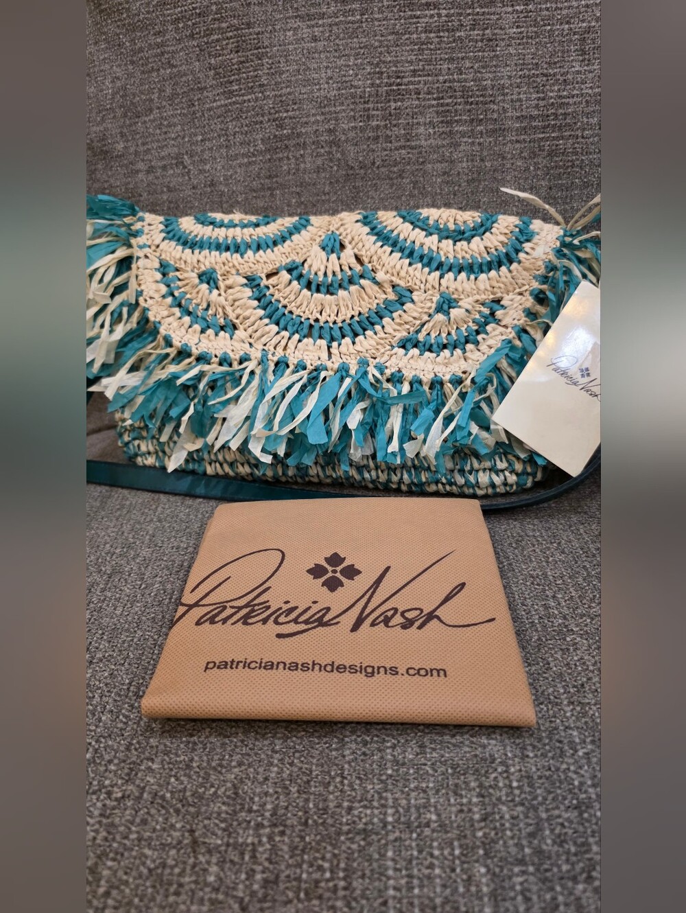 Patricia Nash Loulia Clutch Specialty Woven Aqua Green Crossbody